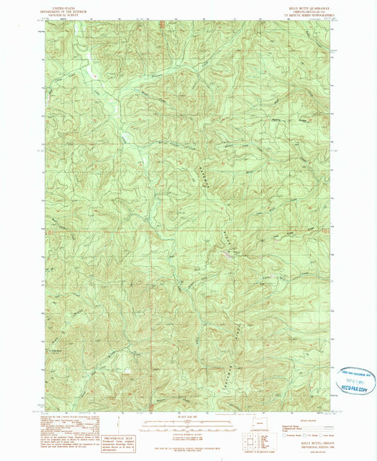 Classic USGS Kelly Butte Oregon 7.5'x7.5' Topo Map Image