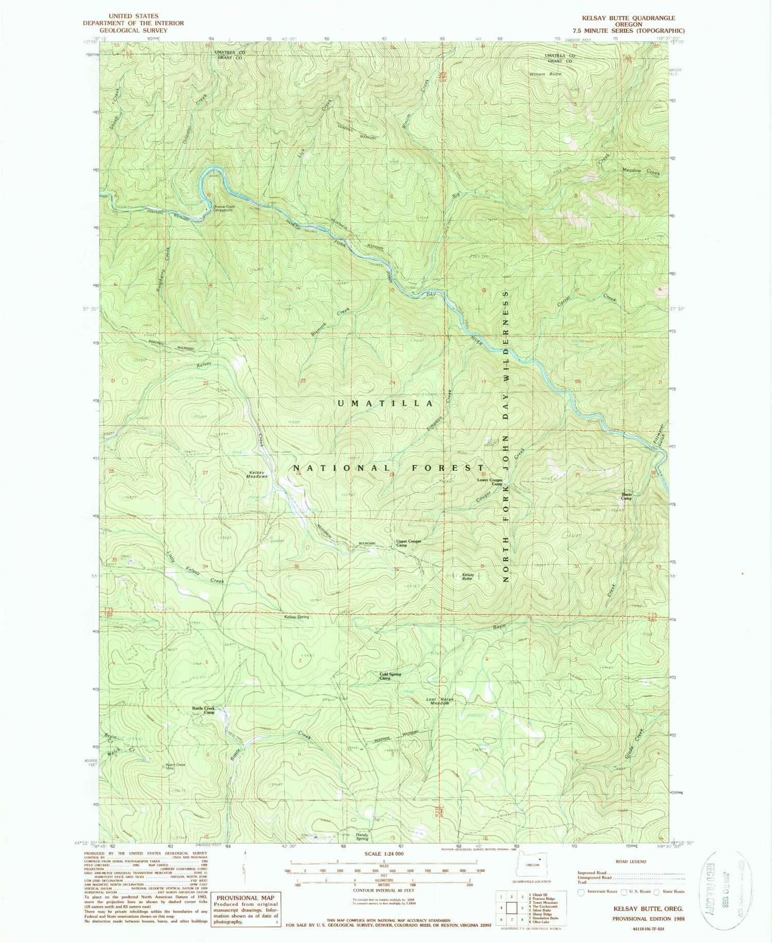 Classic USGS Kelsay Butte Oregon 7.5'x7.5' Topo Map Image