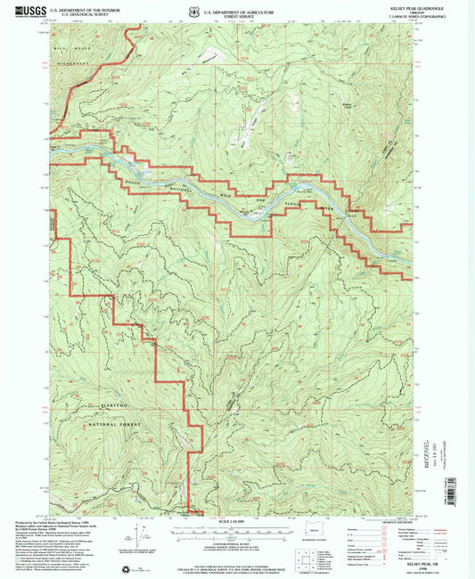 Classic USGS Kelsey Peak Oregon 7.5'x7.5' Topo Map Image
