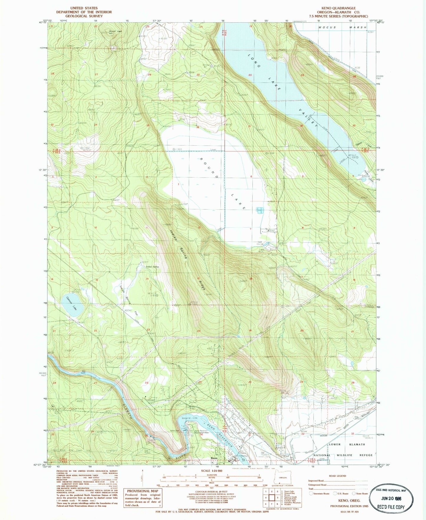 Classic USGS Keno Oregon 7.5'x7.5' Topo Map Image
