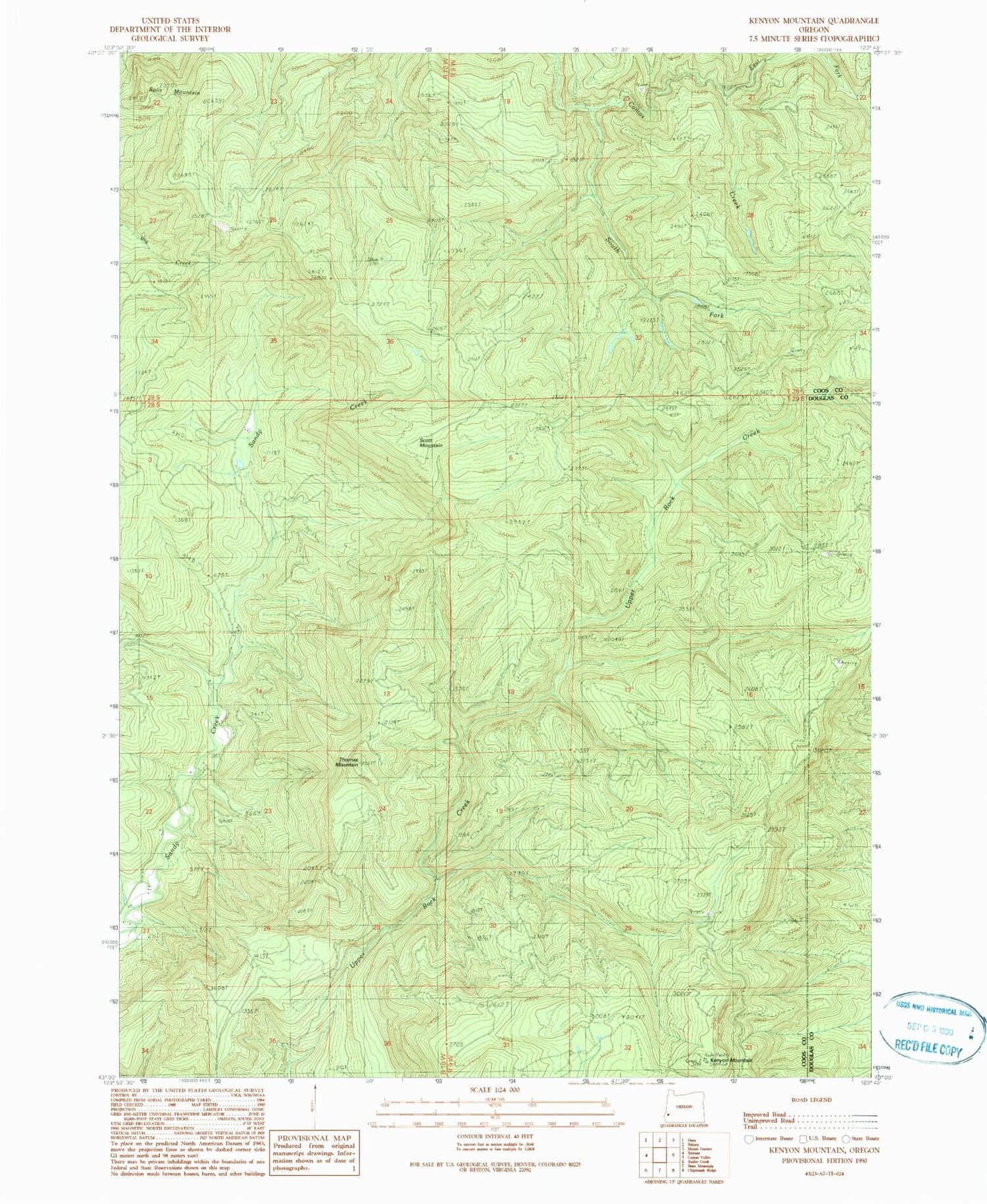 Classic USGS Kenyon Mountain Oregon 7.5'x7.5' Topo Map Image