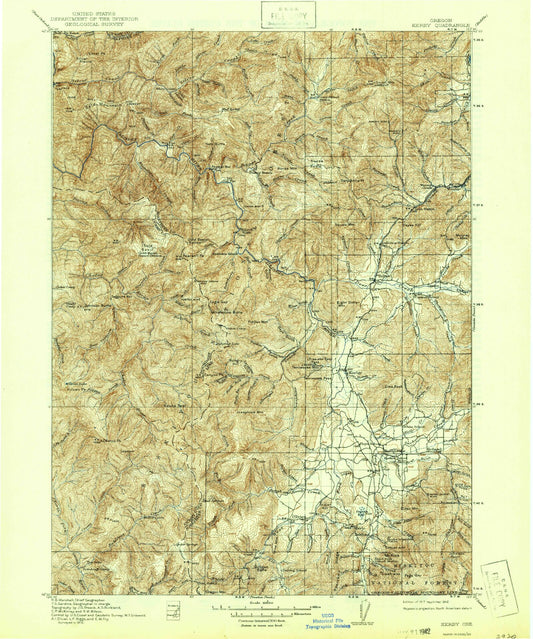 Historic 1917 Kerby Oregon 30'x30' Topo Map Image