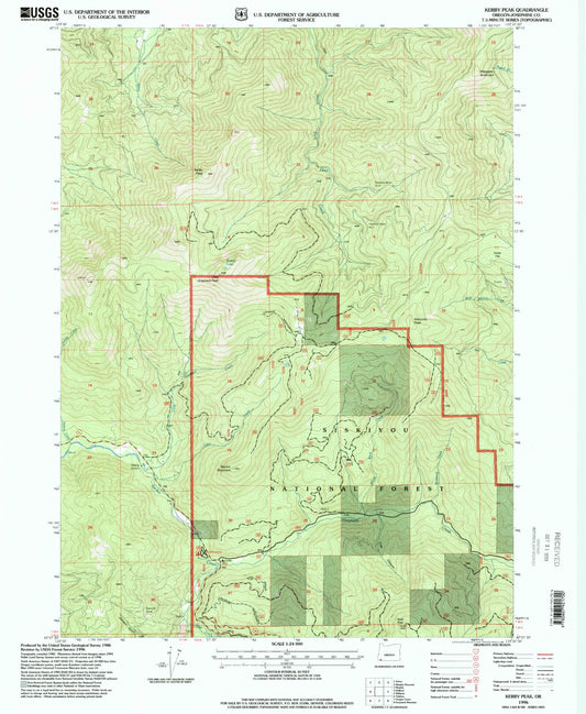 Classic USGS Kerby Peak Oregon 7.5'x7.5' Topo Map Image
