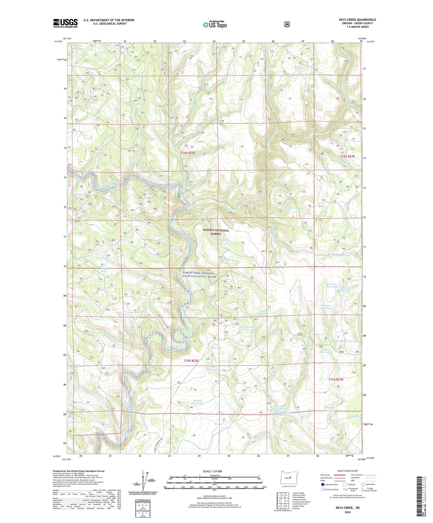 Keys Creek Oregon US Topo Map Image