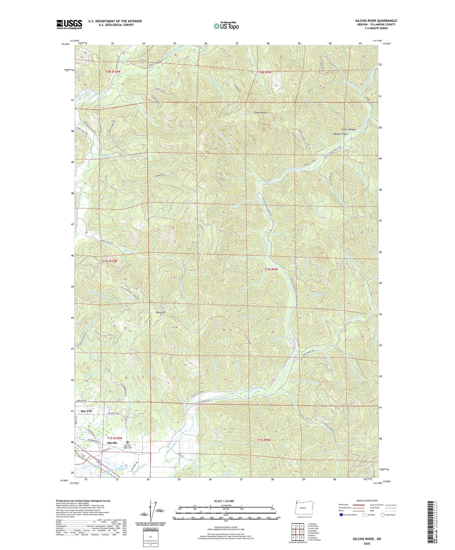 Kilchis River Oregon US Topo Map Image