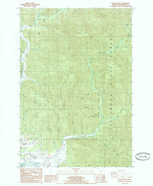 Classic USGS Kilchis River Oregon 7.5'x7.5' Topo Map Image