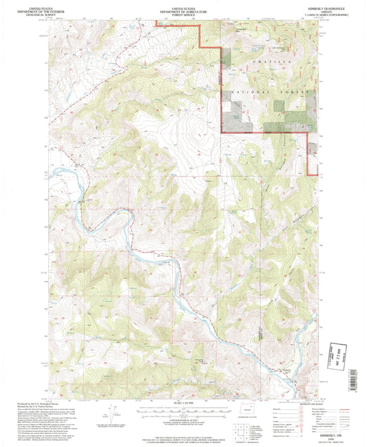 Classic USGS Kimberly Oregon 7.5'x7.5' Topo Map Image