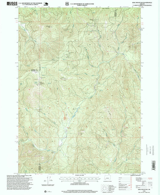 Classic USGS King Mountain Oregon 7.5'x7.5' Topo Map Image