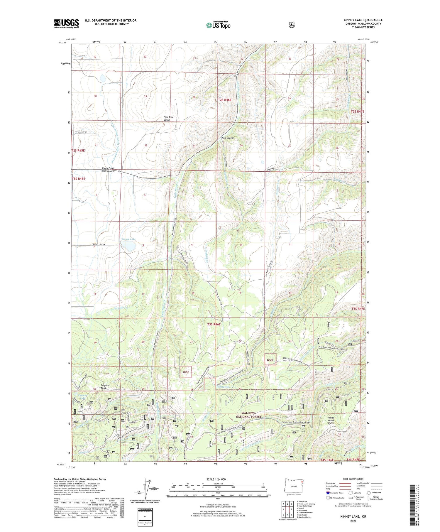 Kinney Lake Oregon US Topo Map Image