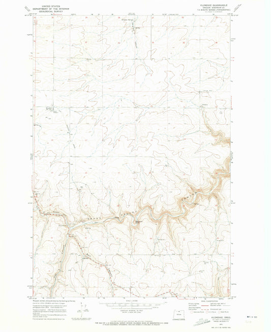Classic USGS Klondike Oregon 7.5'x7.5' Topo Map Image