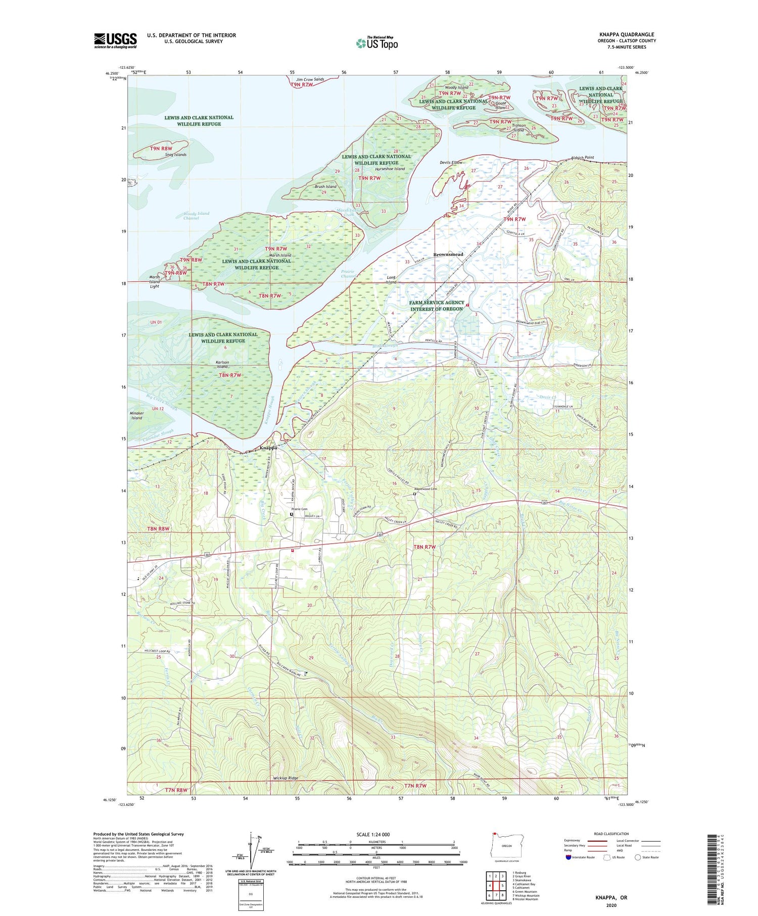 Knappa Oregon US Topo Map Image
