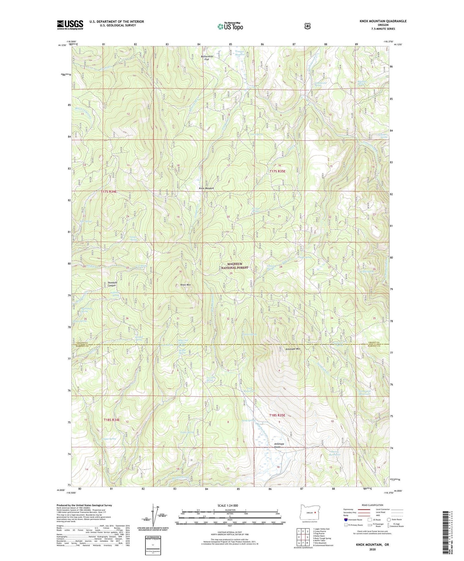 Knox Mountain Oregon US Topo Map Image
