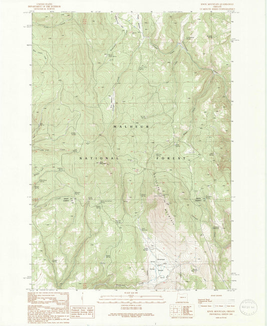 Classic USGS Knox Mountain Oregon 7.5'x7.5' Topo Map Image