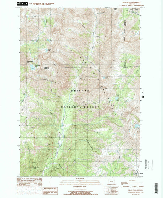 USGS Classic Krag Peak Oregon 7.5'x7.5' Topo Map Image