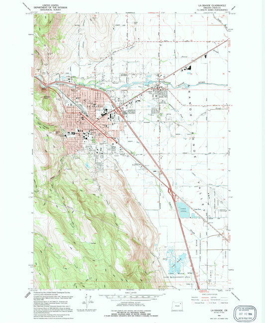 Classic USGS La Grande Oregon 7.5'x7.5' Topo Map Image