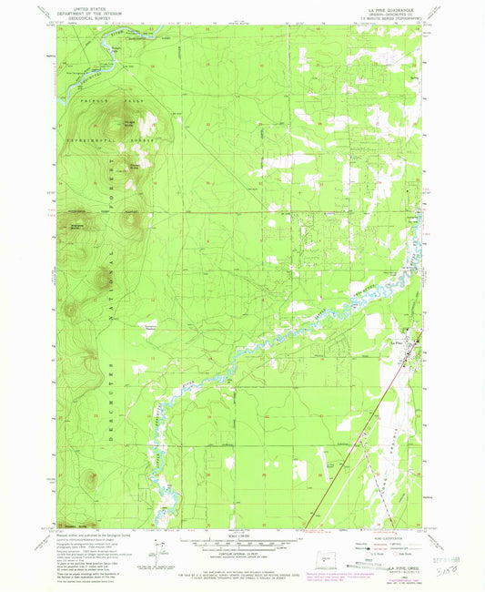 Classic USGS La Pine Oregon 7.5'x7.5' Topo Map Image