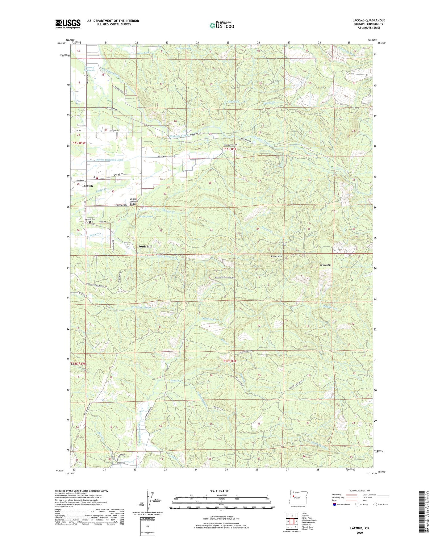 Lacomb Oregon US Topo Map Image