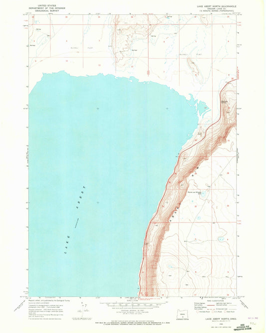 Classic USGS Lake Abert North Oregon 7.5'x7.5' Topo Map Image