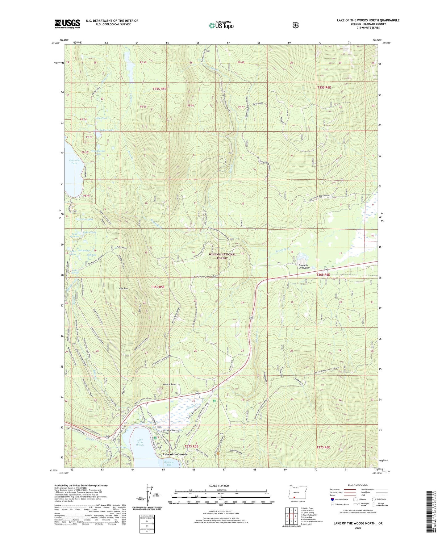 Lake of the Woods North Oregon US Topo Map Image