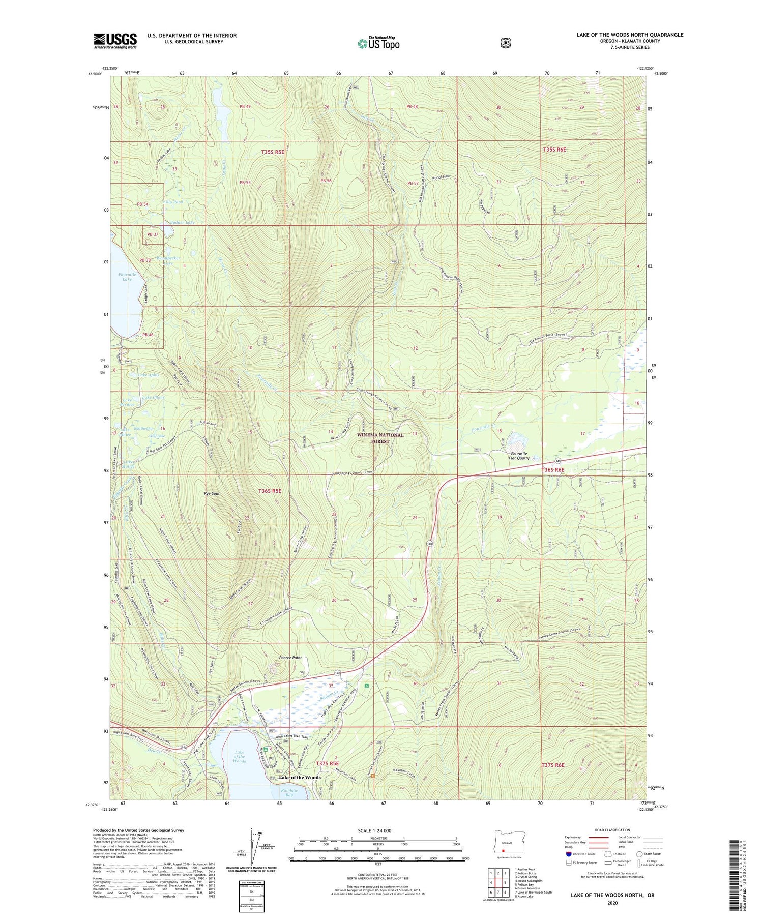 Lake of the Woods North Oregon US Topo Map Image