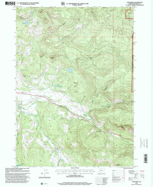 Classic USGS Lakecreek Oregon 7.5'x7.5' Topo Map Image