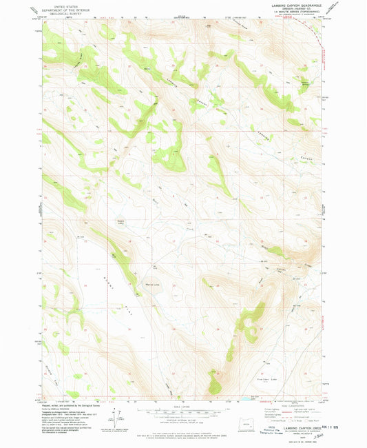 Classic USGS Lambing Canyon Oregon 7.5'x7.5' Topo Map Image