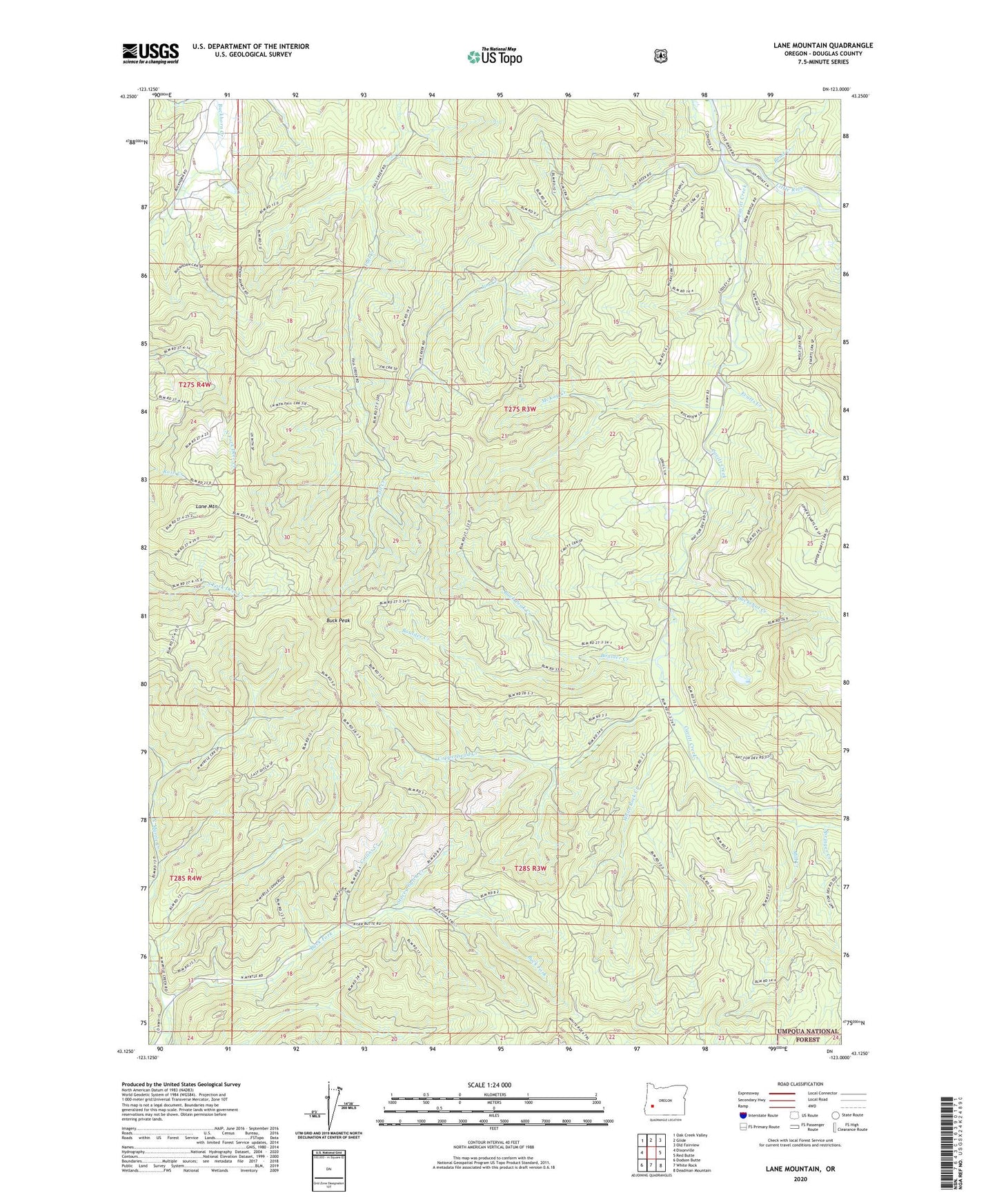 Lane Mountain Oregon US Topo Map Image