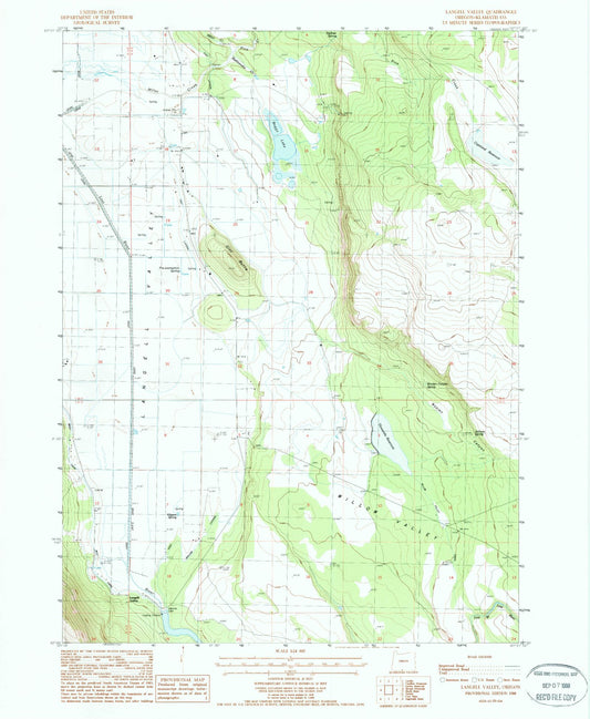 Classic USGS Langell Valley Oregon 7.5'x7.5' Topo Map Image