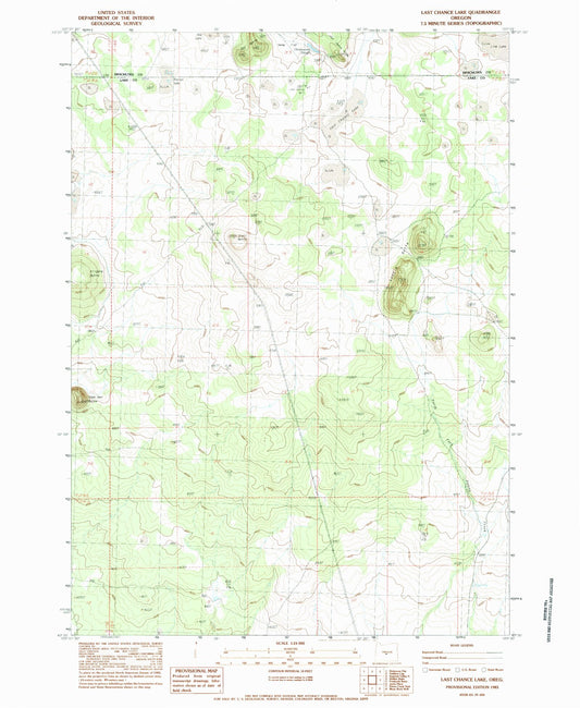 Classic USGS Last Chance Lake Oregon 7.5'x7.5' Topo Map Image