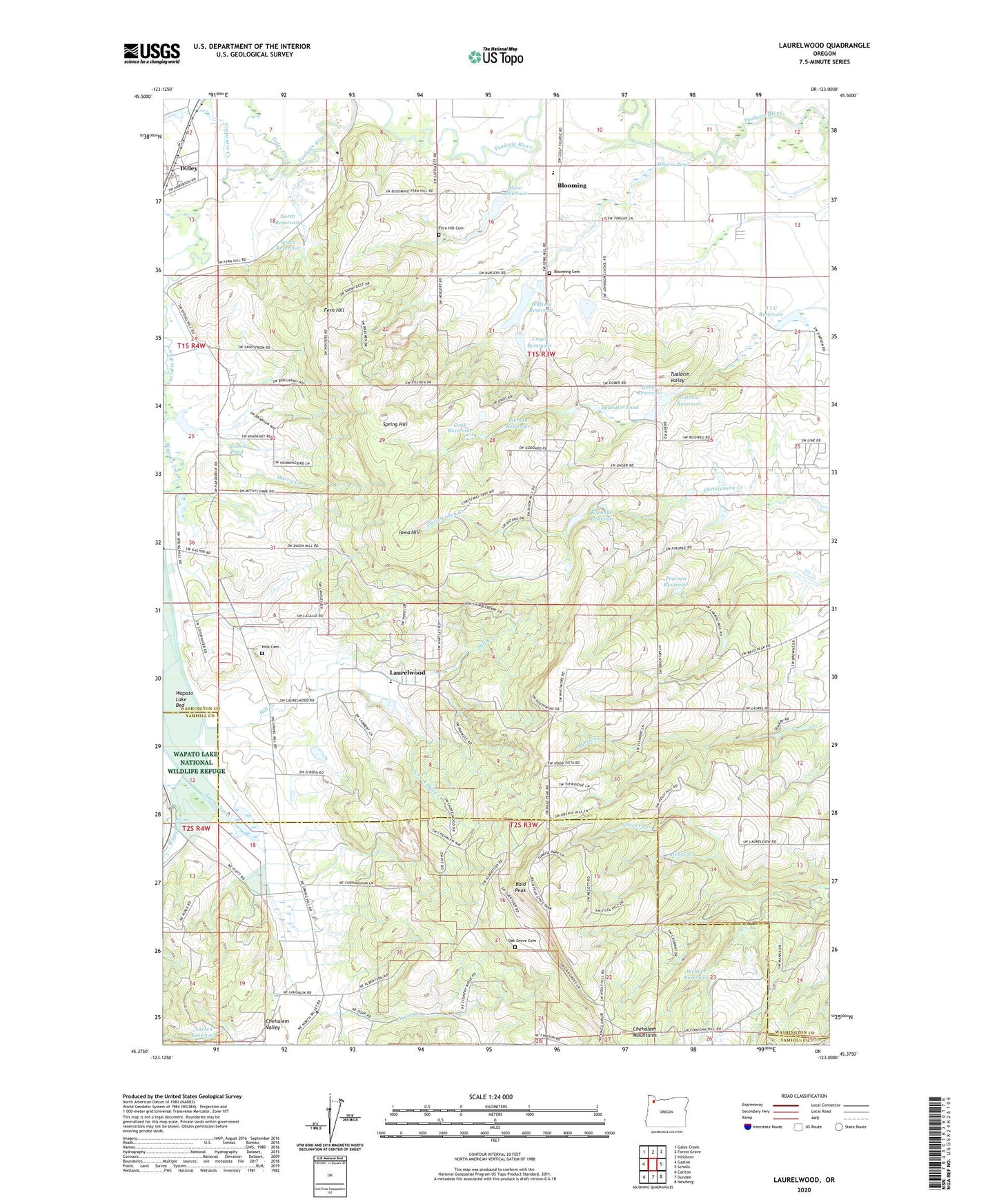 Laurelwood Oregon US Topo Map Image