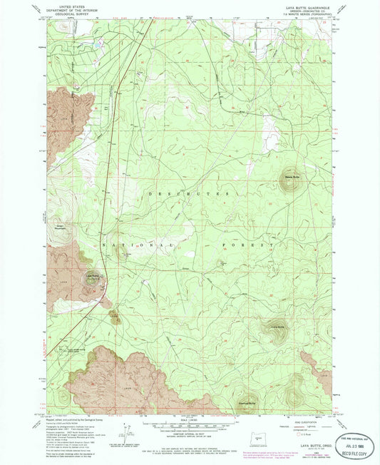 Classic USGS Lava Butte Oregon 7.5'x7.5' Topo Map Image