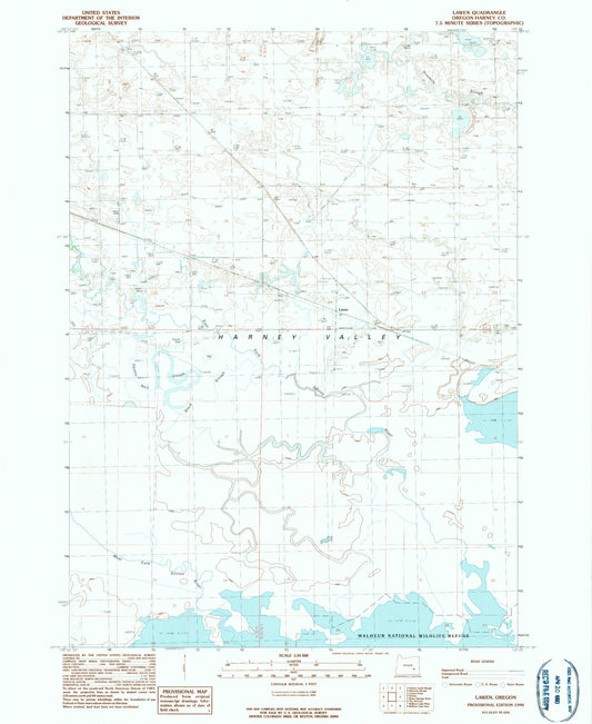 Classic USGS Lawen Oregon 7.5'x7.5' Topo Map Image