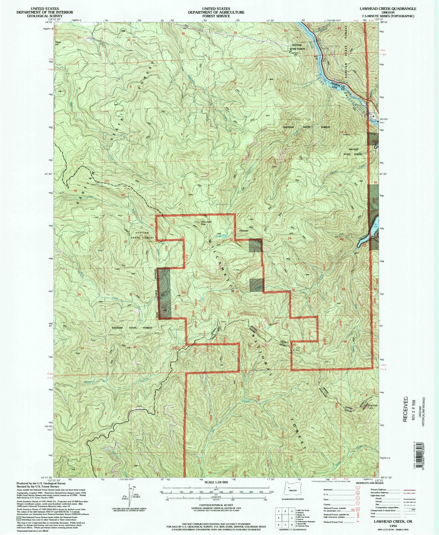 Classic USGS Lawhead Creek Oregon 7.5'x7.5' Topo Map Image
