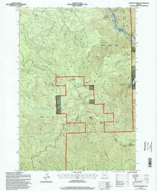 Classic USGS Lawhead Creek Oregon 7.5'x7.5' Topo Map Image