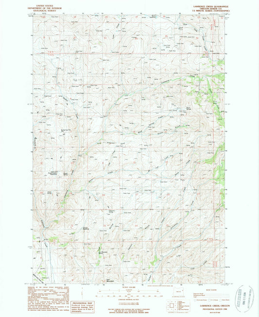 Classic USGS Lawrence Creek Oregon 7.5'x7.5' Topo Map Image