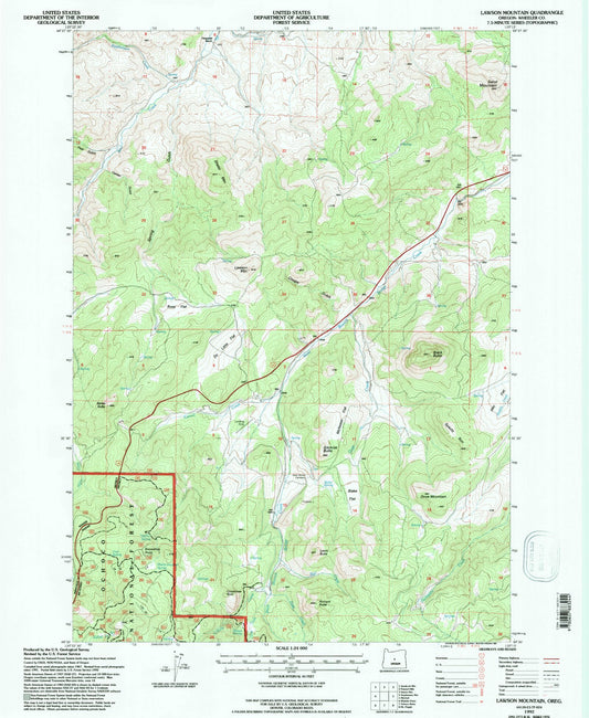 Classic USGS Lawson Mountain Oregon 7.5'x7.5' Topo Map Image