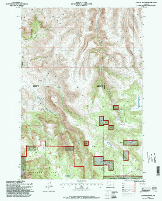 Classic USGS Lefevre Prairie Oregon 7.5'x7.5' Topo Map Image