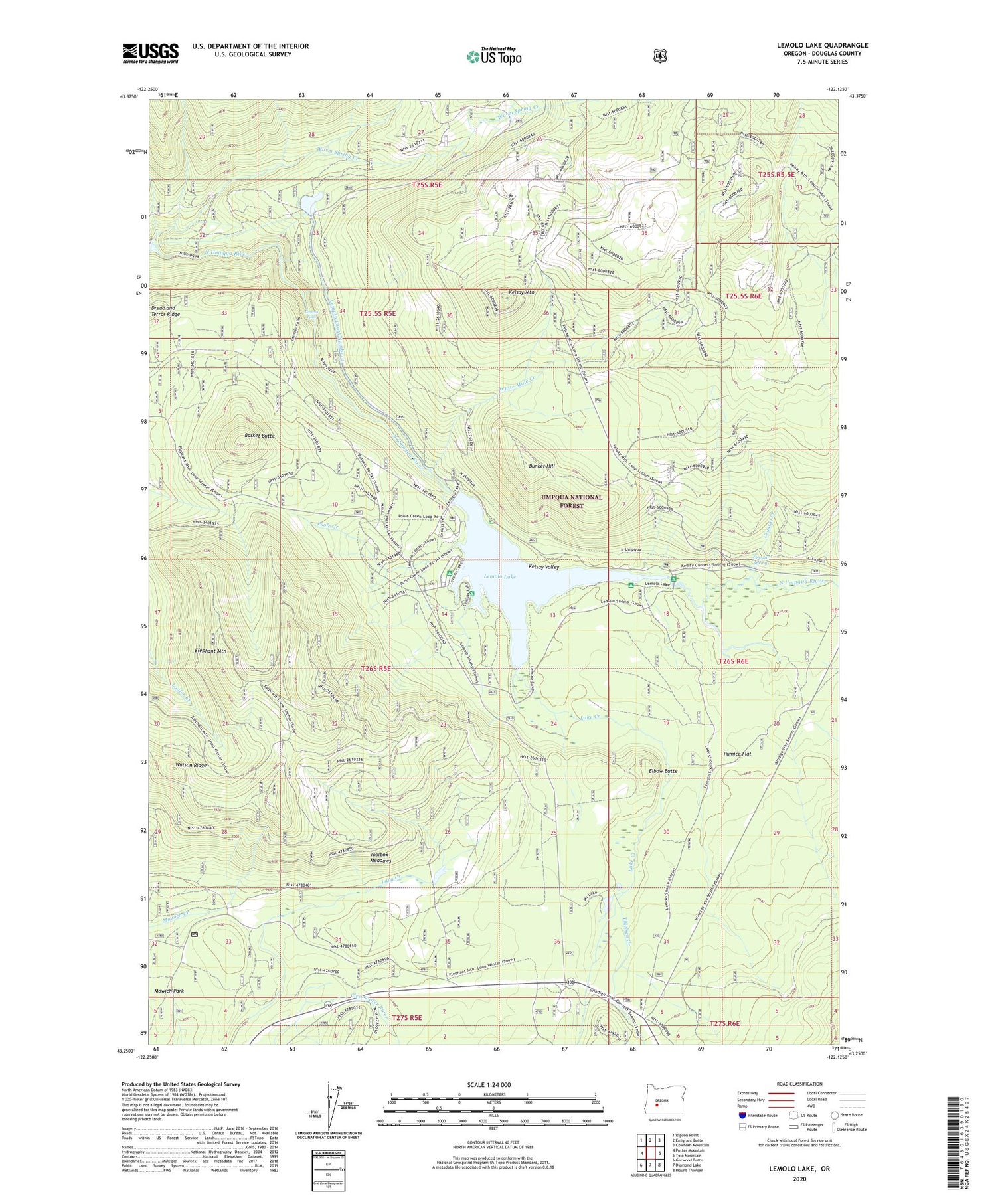 Lemolo Lake Oregon US Topo Map Image