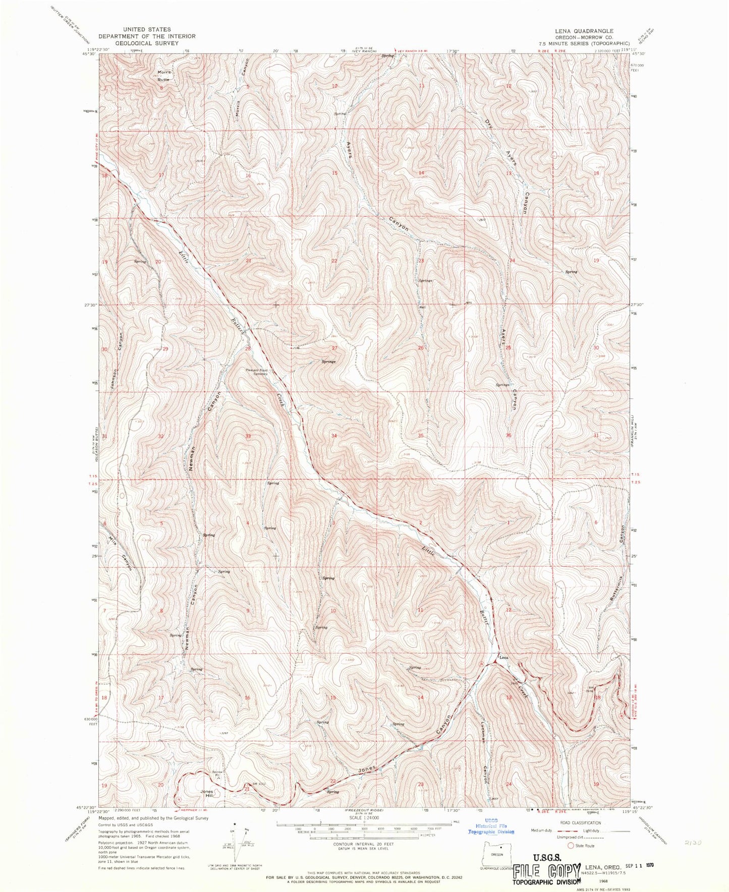 Classic USGS Lena Oregon 7.5'x7.5' Topo Map Image