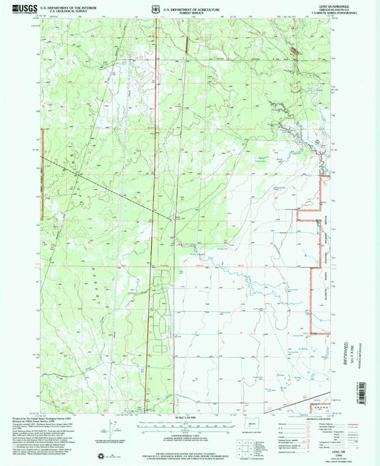 Classic USGS Lenz Oregon 7.5'x7.5' Topo Map Image