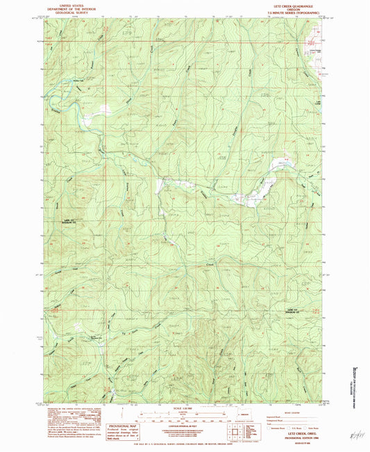 Classic USGS Letz Creek Oregon 7.5'x7.5' Topo Map Image