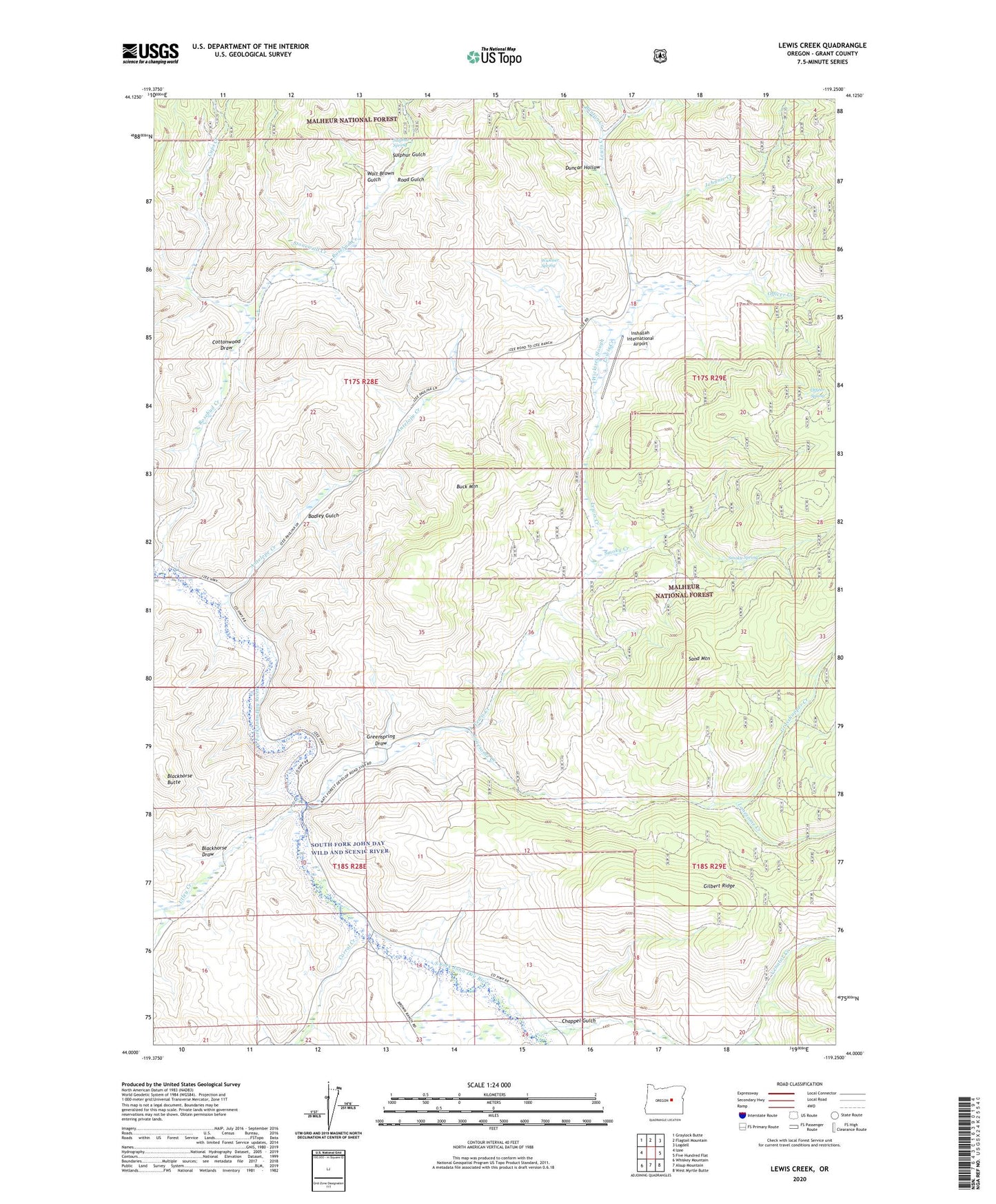 Lewis Creek Oregon US Topo Map Image