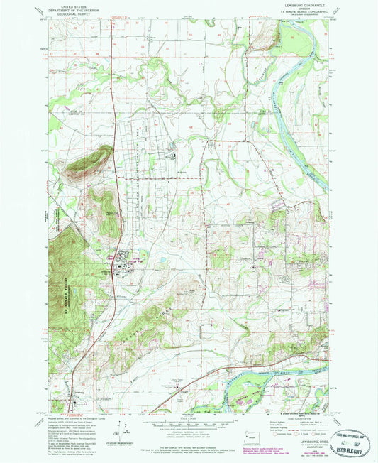 Classic USGS Lewisburg Oregon 7.5'x7.5' Topo Map Image