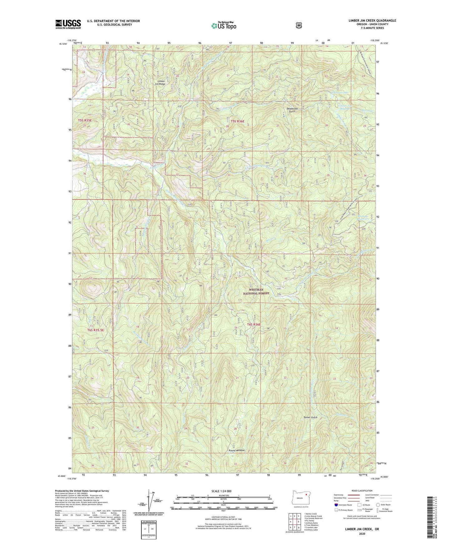 Limber Jim Creek Oregon US Topo Map Image