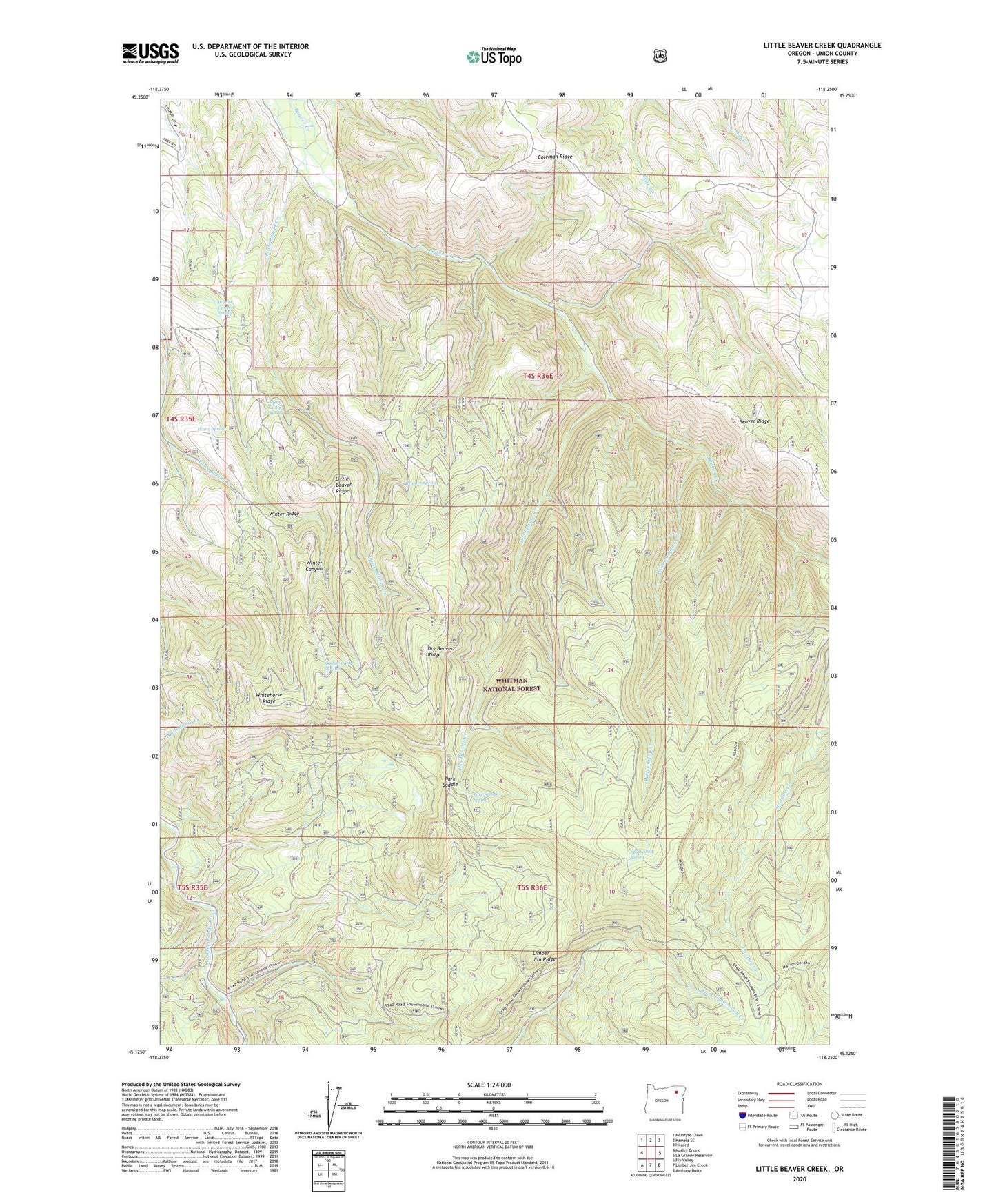 Little Beaver Creek Oregon US Topo Map Image