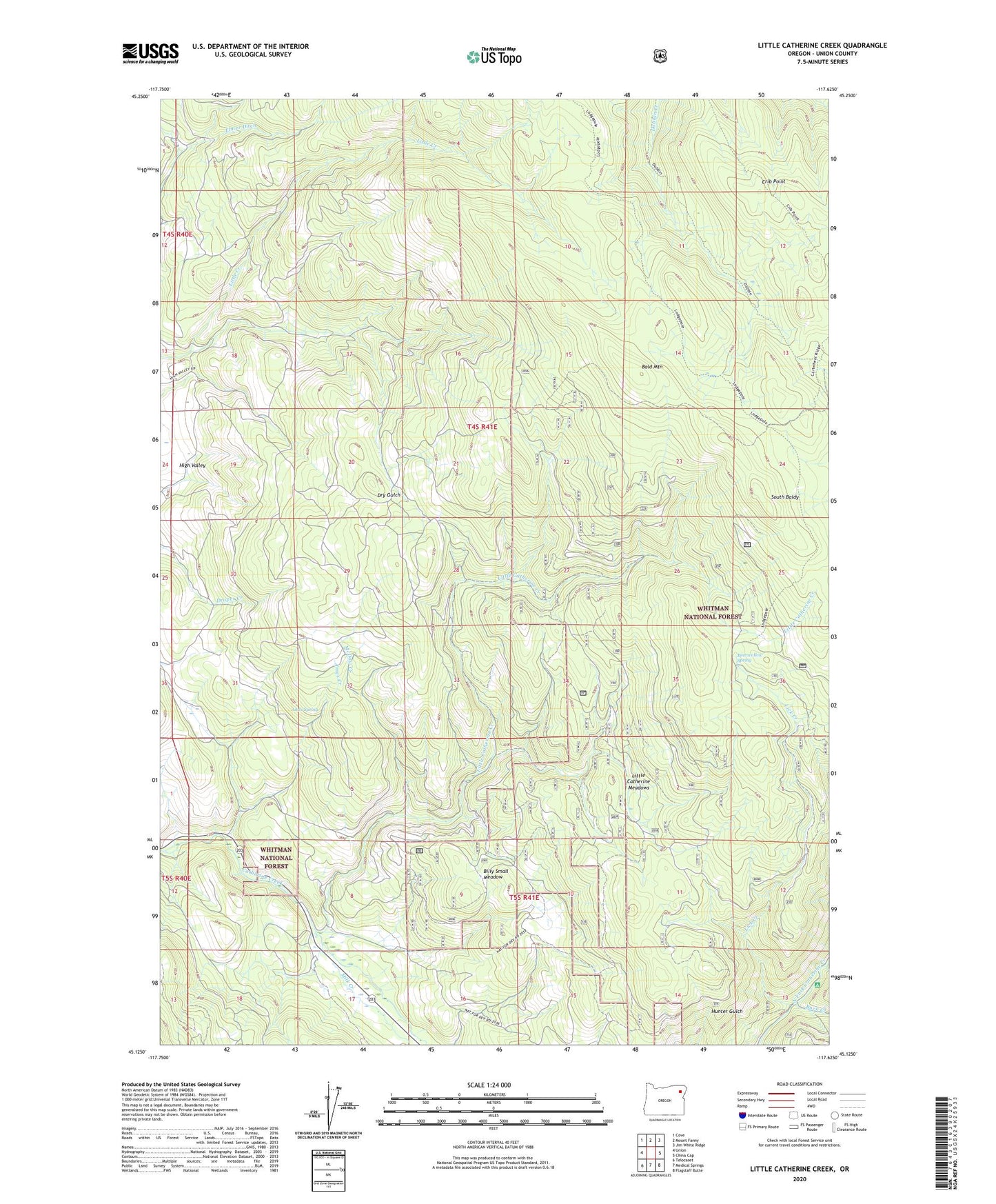 Little Catherine Creek Oregon US Topo Map Image