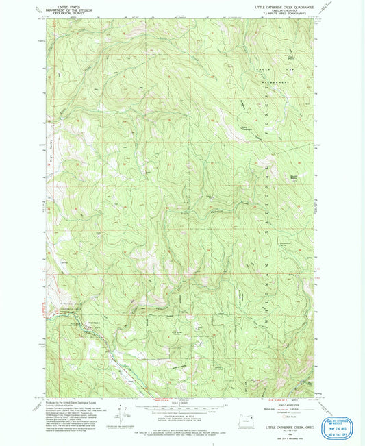 Classic USGS Little Catherine Creek Oregon 7.5'x7.5' Topo Map Image