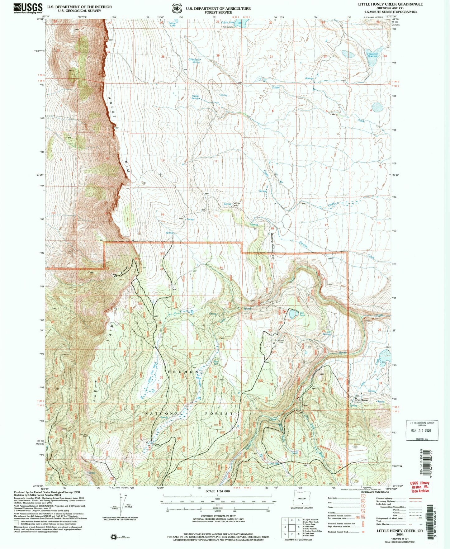 Classic USGS Little Honey Creek Oregon 7.5'x7.5' Topo Map Image