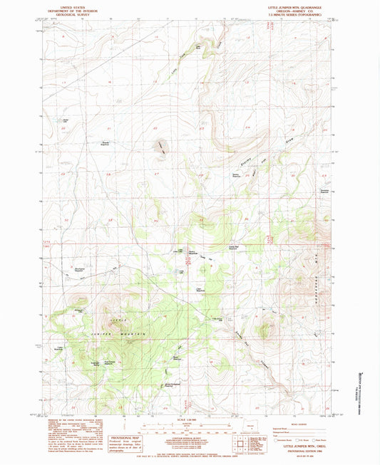 Classic USGS Little Juniper Mountain Oregon 7.5'x7.5' Topo Map Image