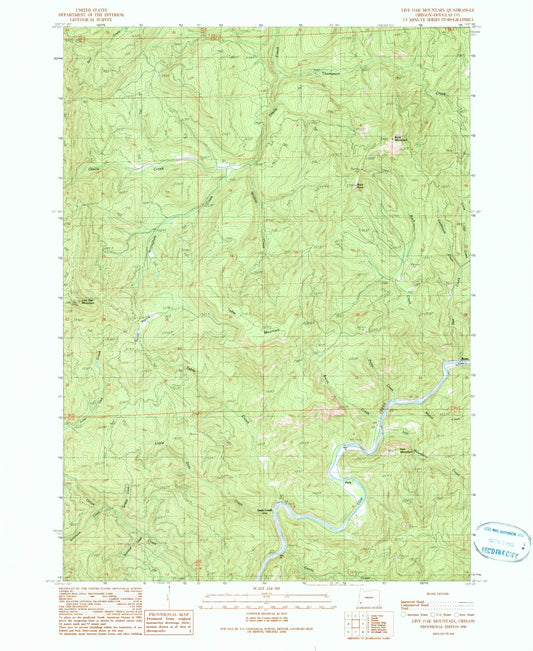 Classic USGS Live Oak Mountain Oregon 7.5'x7.5' Topo Map Image